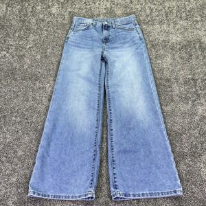 Old Navy Jeans Kids 14 Blue High Rise Baggy Wide Leg Adjustable Waist Denim